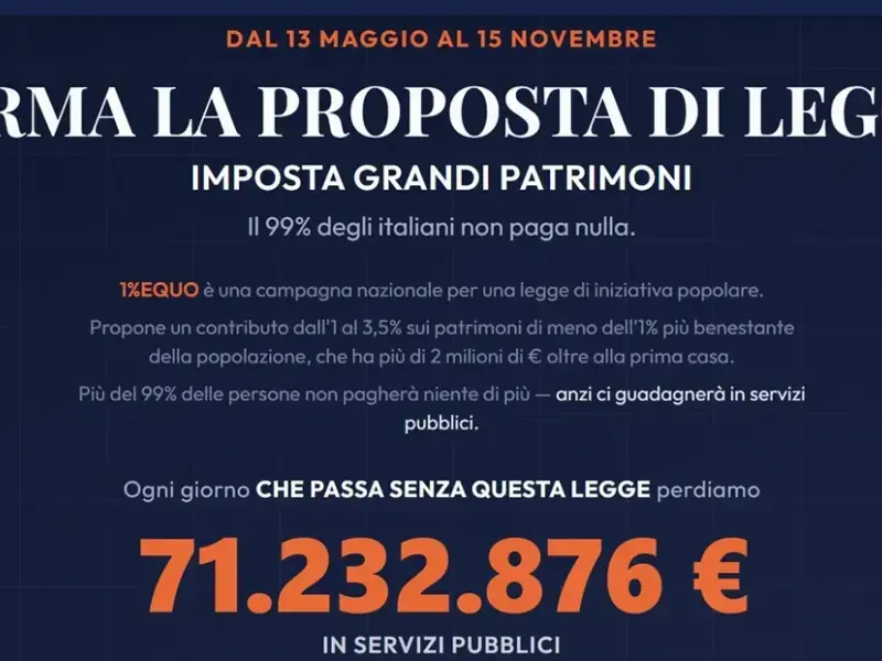 Proposta di legge 1% Equo. Chi ha di più paghi di più