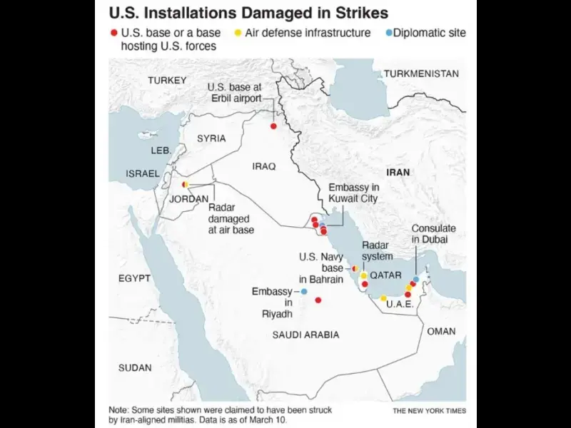 Medio Oriente: gli attacchi dell’Iran hanno causato miliardi di euro di danni alle basi Usa